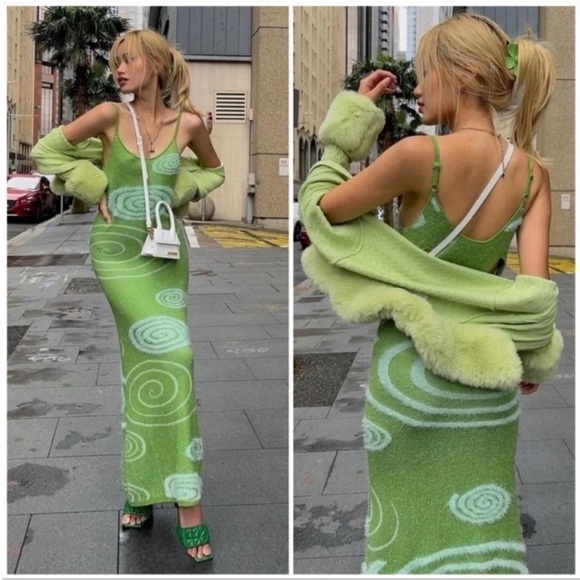 House Of Sunny Galaxy Hockney Midi Dress Grass Green NWT House Of Sunny Galaxy Hockney Midi Dress Grass Green NWT